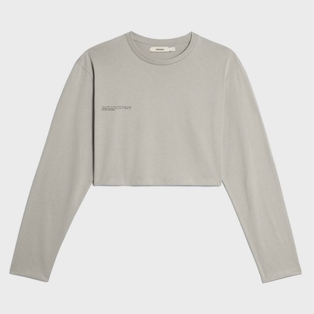 Pangaia Long Sleeve Crop Tee XS Stone NWT